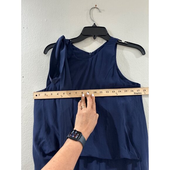 Cedric Charlier 100% Silk Layered Sleeveless Shift Dress navy blue size 6 - Picture 5 of 7